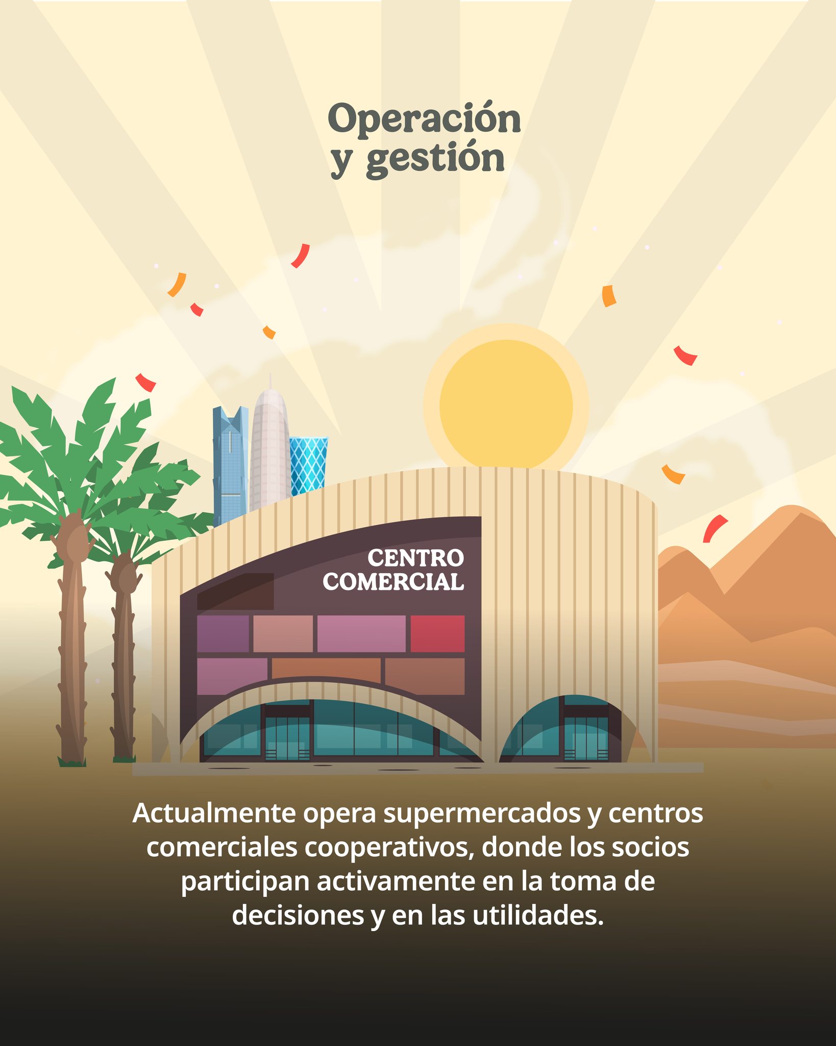 Ilustracion sobre operacion y gestion de centros comerciales cooperativos